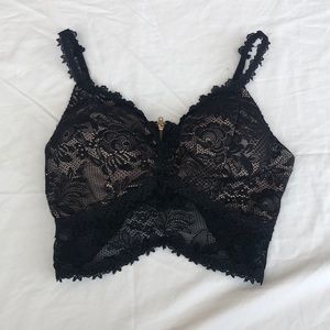 Black Lace Bra/Top with Zipper Back